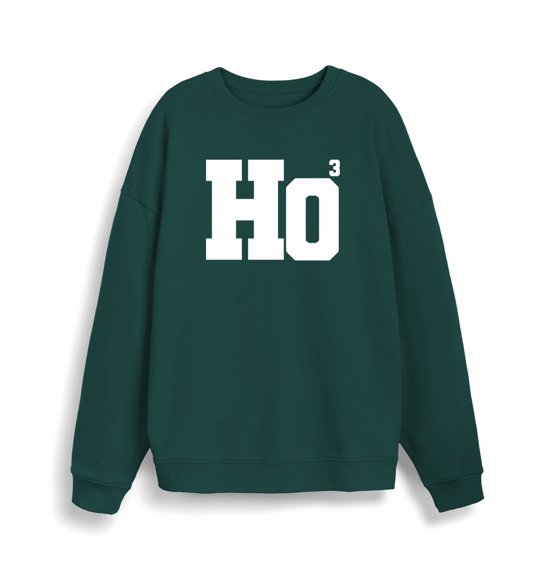 green xmas sweater with the slogan 'ho3'