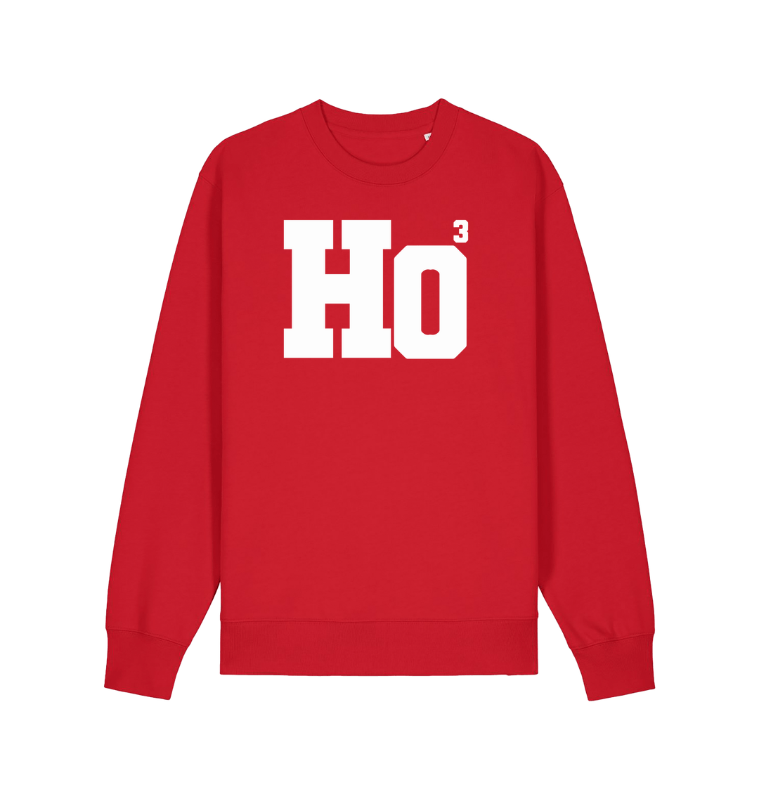 red xmas sweater with the slogan 'ho3'