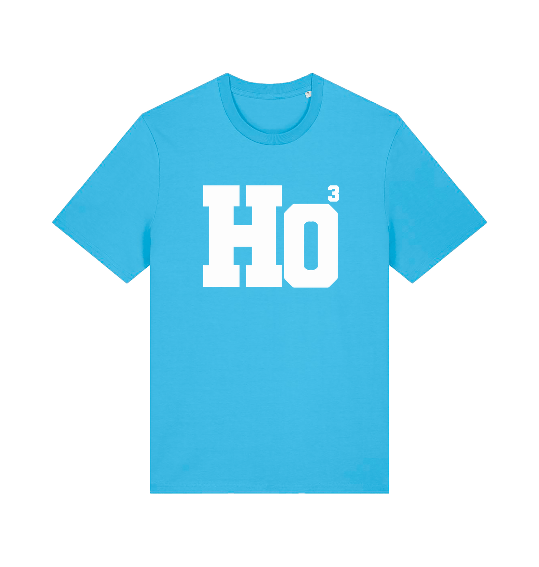 blue christmas t-shirt with the slogan 'ho3'