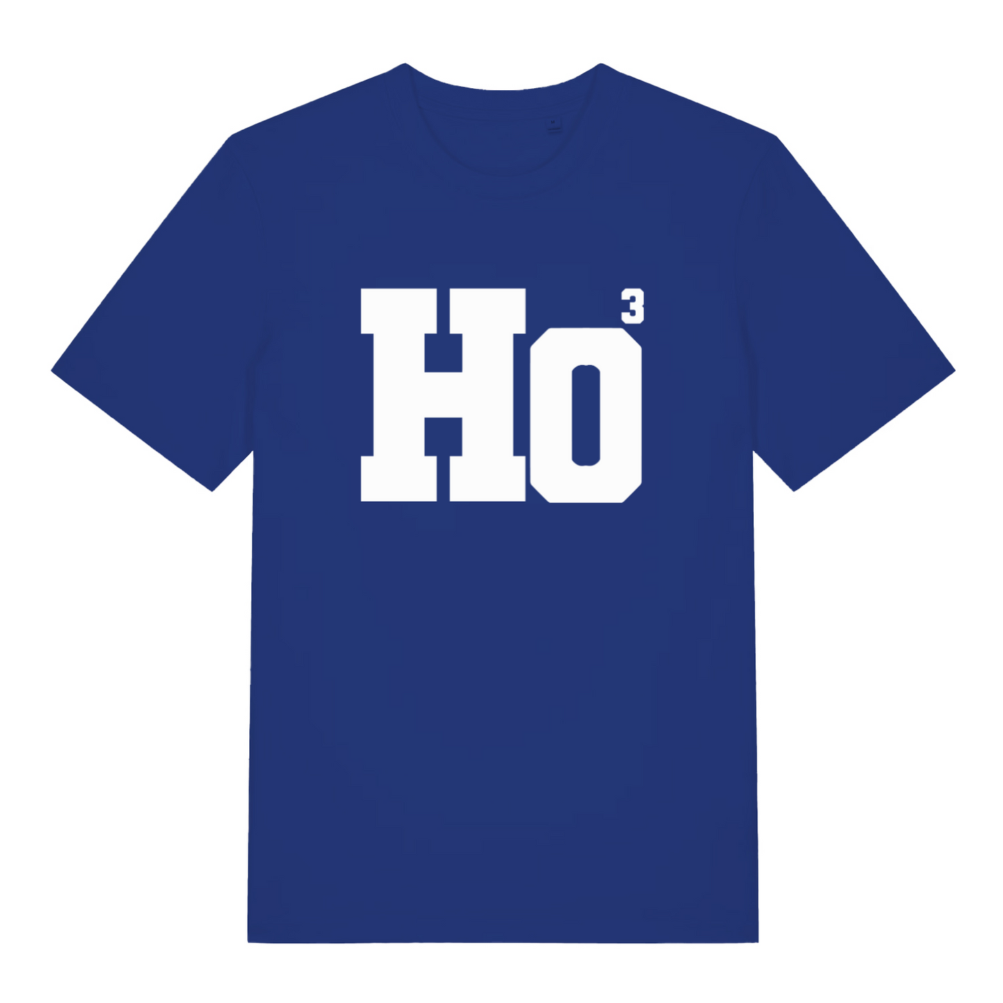 blue christmas t-shirt with the slogan 'ho 3'