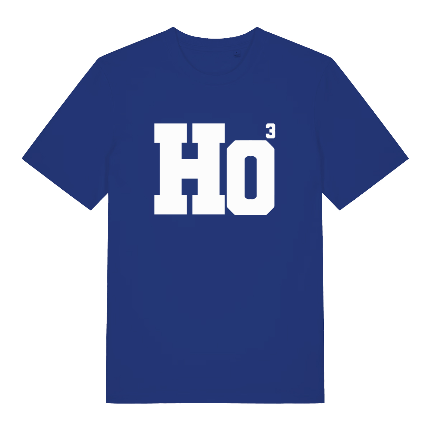 blue christmas t-shirt with the slogan 'ho 3'