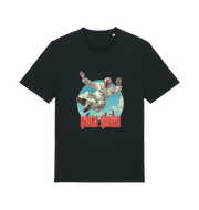 black music t-shirt with the graphic of the pope jumping and the slogan 'holy diver'