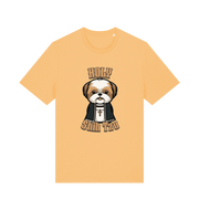 yellow funny animal t-shirt with the graphic of a dog dressed as a priest and the slogan 'holy shihtzu'