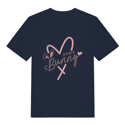 French Navy women's Honey Bunny T-shirt flat lay featuring adorable bunny heart illustration