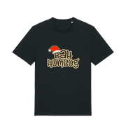 Black christmas t-shirt with 'Bah Humbug' slogan and Santa hat graphic 