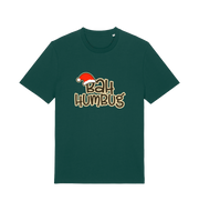 green christmas t-shirt with 'Bah Humbug' slogan and Santa hat graphic 