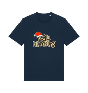 navy christmas t-shirt with 'Bah Humbug' slogan and Santa hat graphic 