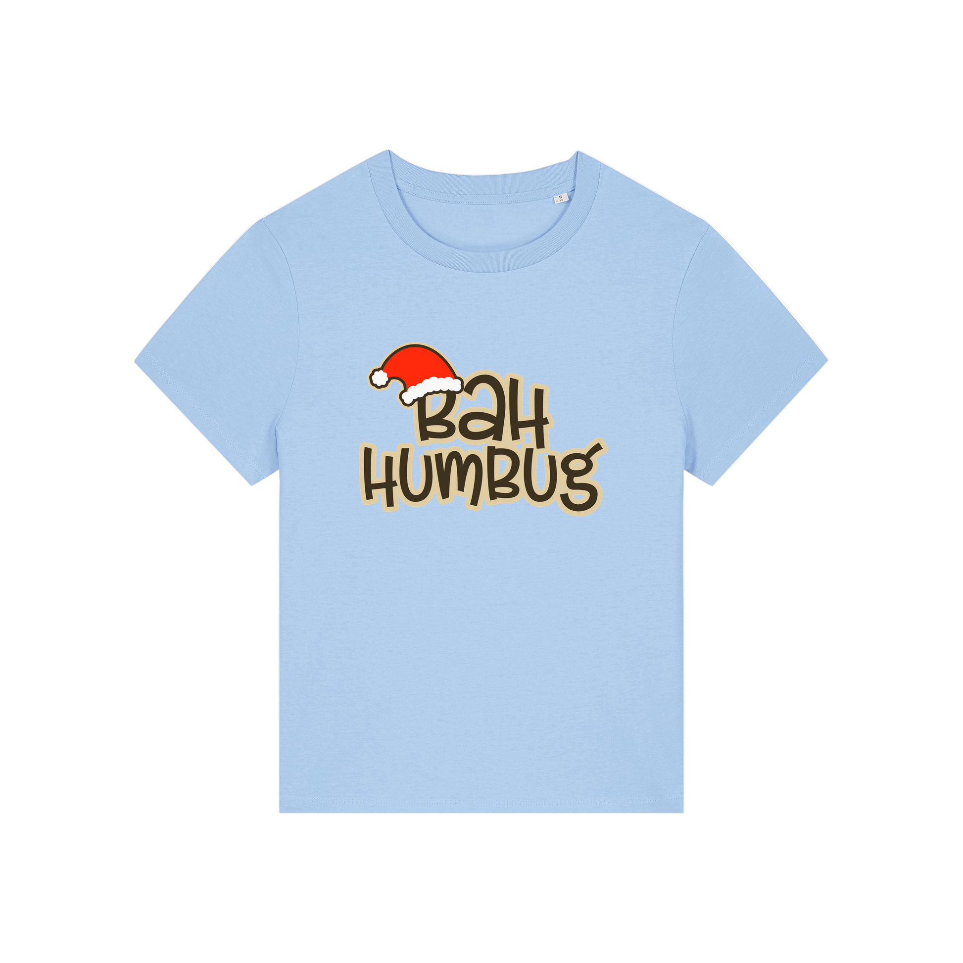 light blue christmas t-shirt with the slogan 'bah humbug'