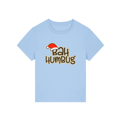 light blue christmas t-shirt with the slogan 'bah humbug'
