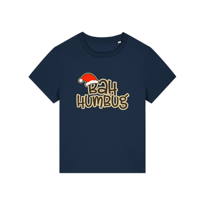 navy christmas t-shirt with the slogan 'bah humbug'