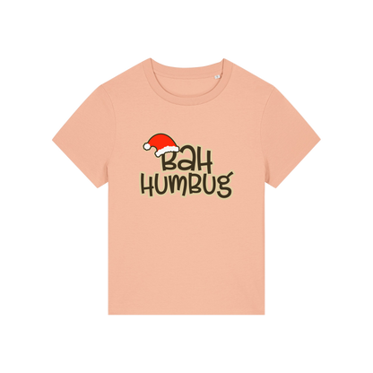 peach christmas t-shirt with the slogan 'bah humbug'