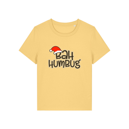 yellow christmas t-shirt with the slogan 'bah humbug'