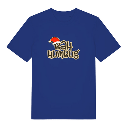blue christmas t-shirt with the slogan 'bah humbug'