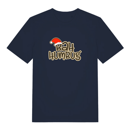 navy christmas t-shirt with the slogan 'bah humbug'
