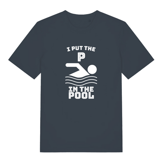 ink grey funny offensive t-shirt with the slogan 'i put the p in pool'