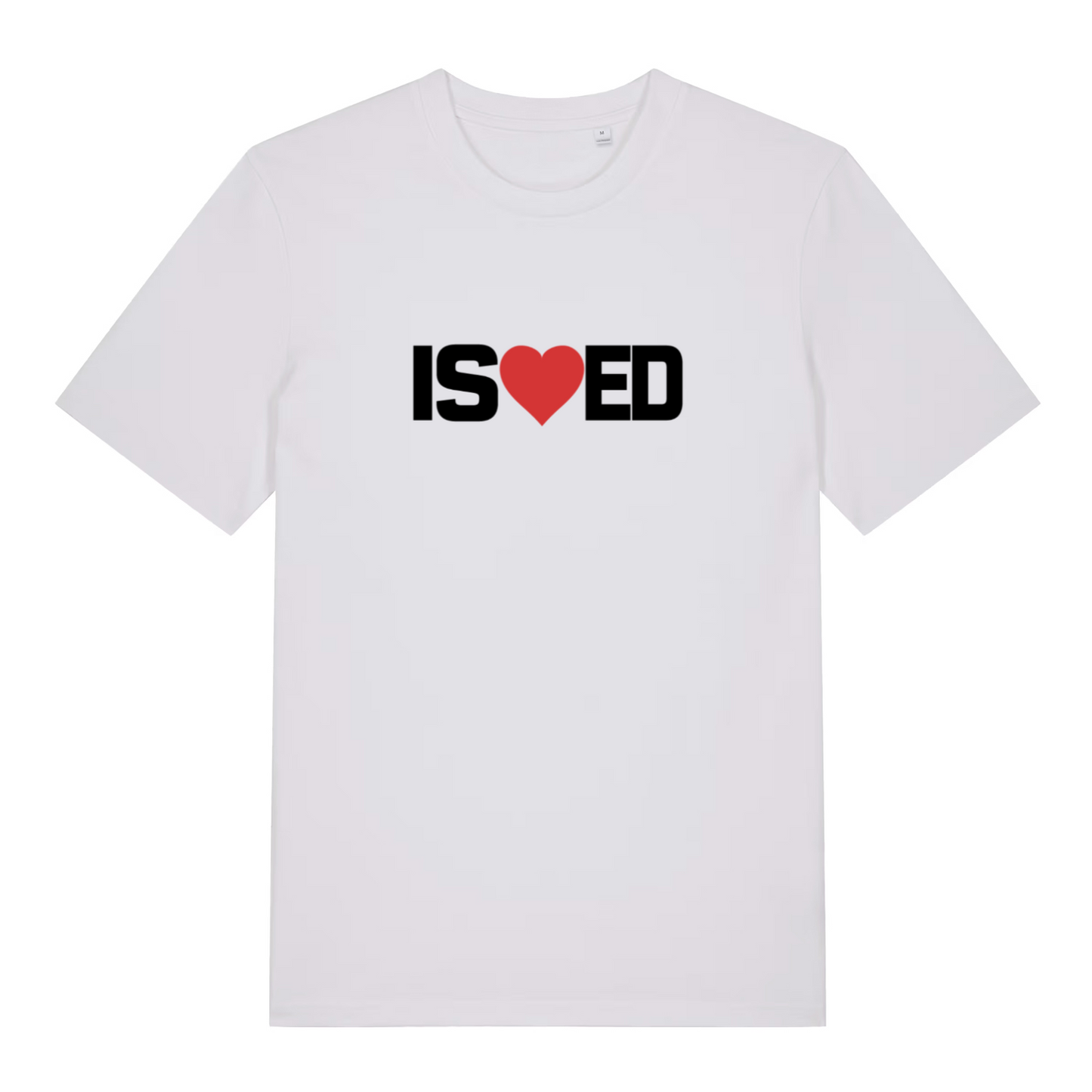 white funny slogan t-shirt with the slogan 'i sharted' but with a heart in the middle of the s and e
