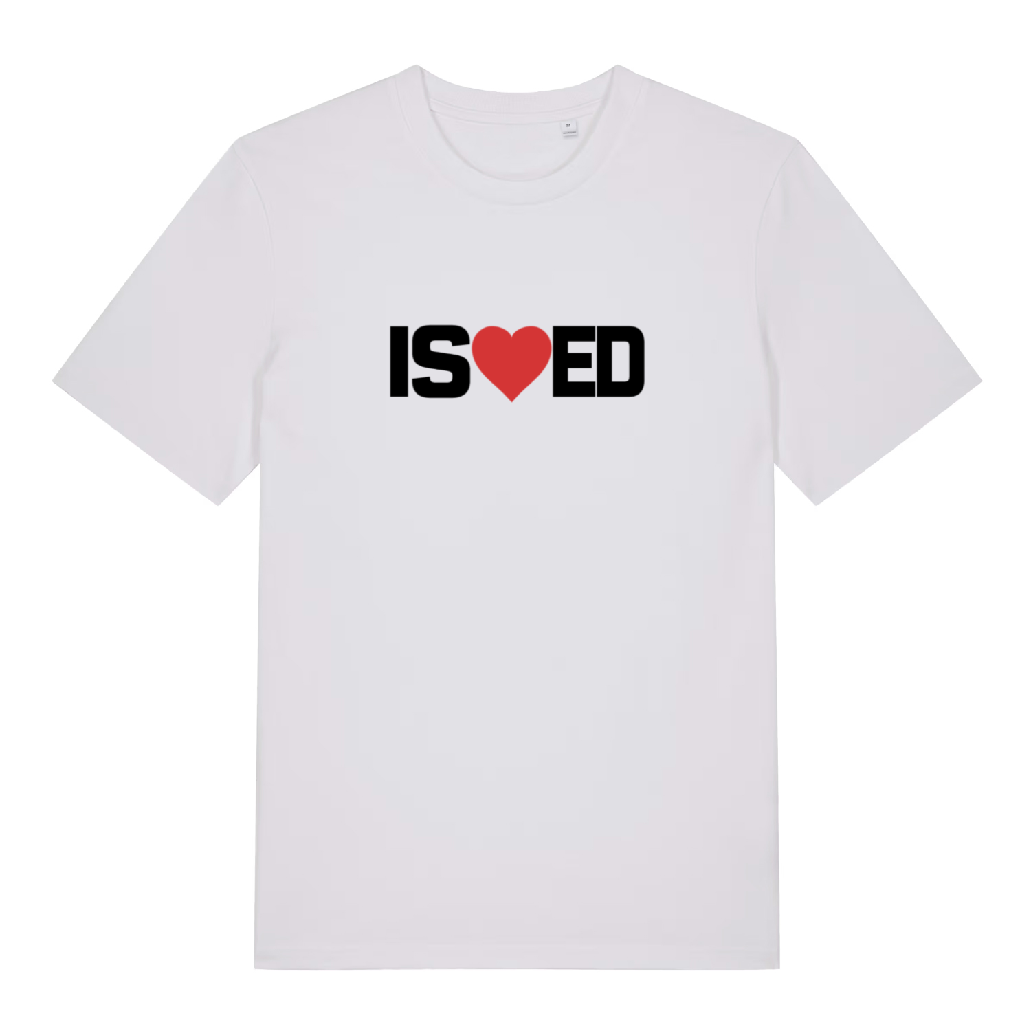 white funny slogan t-shirt with the slogan 'i sharted' but with a heart in the middle of the s and e