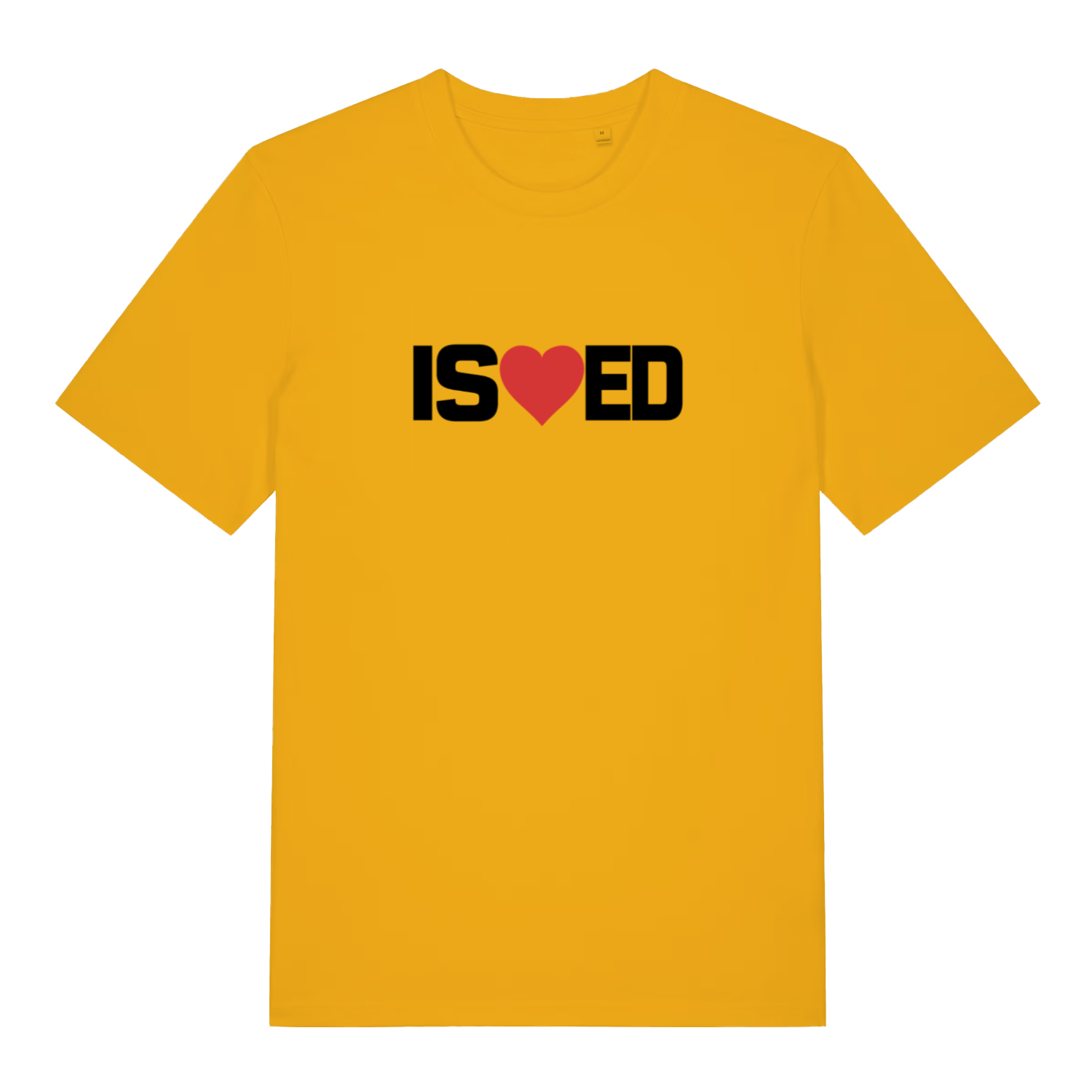 yellow funny slogan t-shirt with the slogan 'i sharted' but with a heart in the middle of the s and e