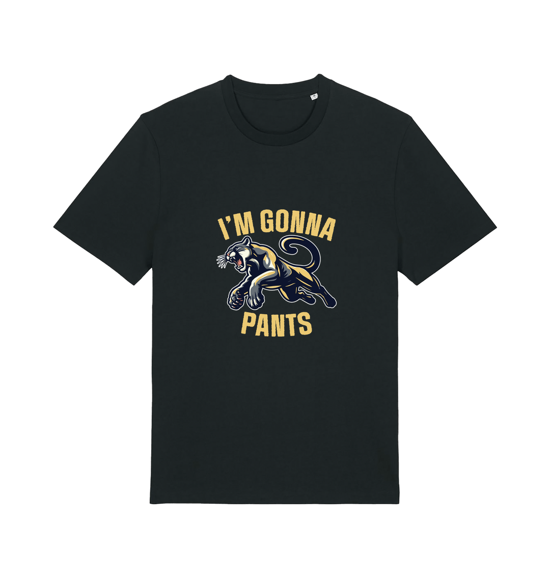 black funny offensive t-shirt with the graphic of a puma and the slogan 'i'm gonna pants'