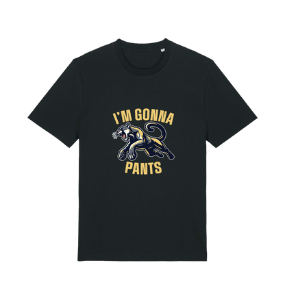 black funny offensive t-shirt with the graphic of a puma and the slogan 'i'm gonna pants'