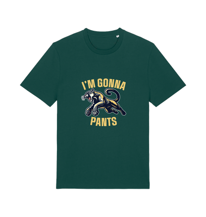 green funny offensive t-shirt with the graphic of a puma and the slogan 'i'm gonna pants'