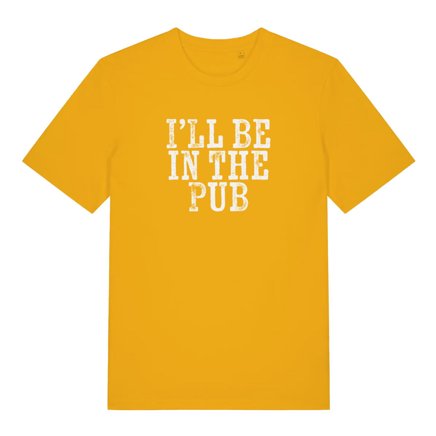 yellow funny dad t-shirt with the text 'ill be in the pub'
