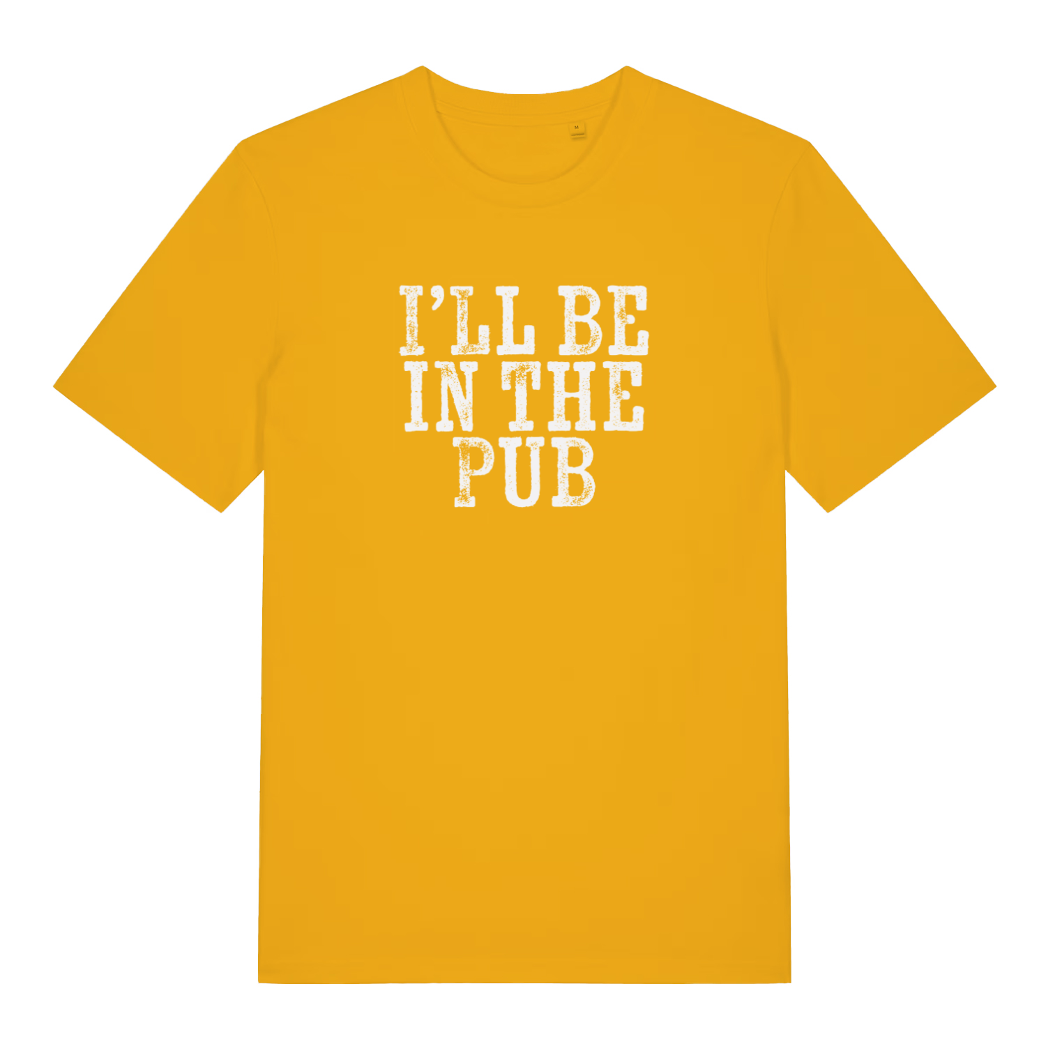 yellow funny dad t-shirt with the text 'ill be in the pub'