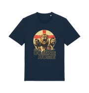 navy football t-shirt with the graphic of three lions and the slogan 'it's coming home'