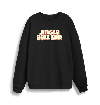 black christmas sweater with the slogan 'jingle bellend'