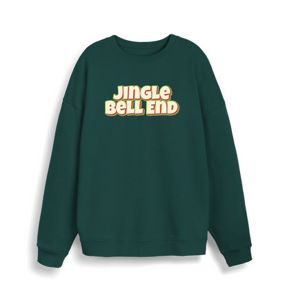 green christmas sweater with the slogan 'jingle bellend'
