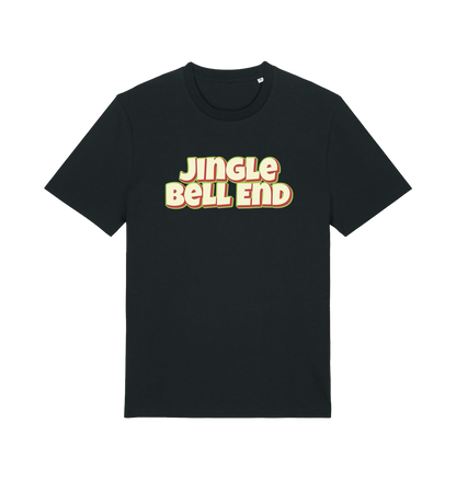 black christmas t-shirt with the slogan 'jingle bellend'
