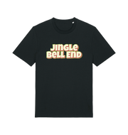 black christmas t-shirt with the slogan 'jingle bellend'