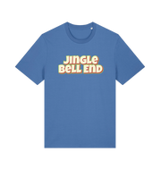 blue christmas t-shirt with the slogan 'jingle bellend'