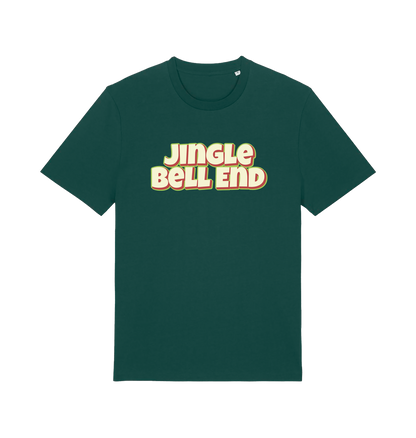 green christmas t-shirt with the slogan 'jingle bellend'