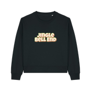 black christmas sweater with the slogan 'jingle bellend'