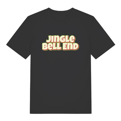 black christmas t-shirt with the slogan 'jingle bellend'