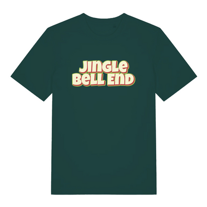 green christmas t-shirt with the slogan 'jingle bellend'