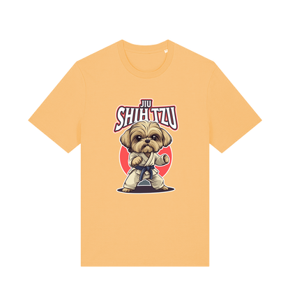 yellow funny animal t-shirt with a Shih Tzu graphic wearing a martial arts uniform 