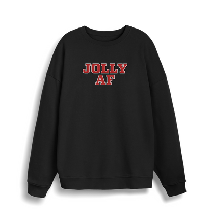 black christmas sweater with the slogan 'jolly af'