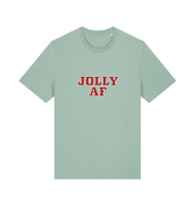 mint green christmas t-shirt with the slogan 'jolly af'