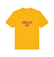 yellow christmas t-shirt with the slogan 'jolly af'