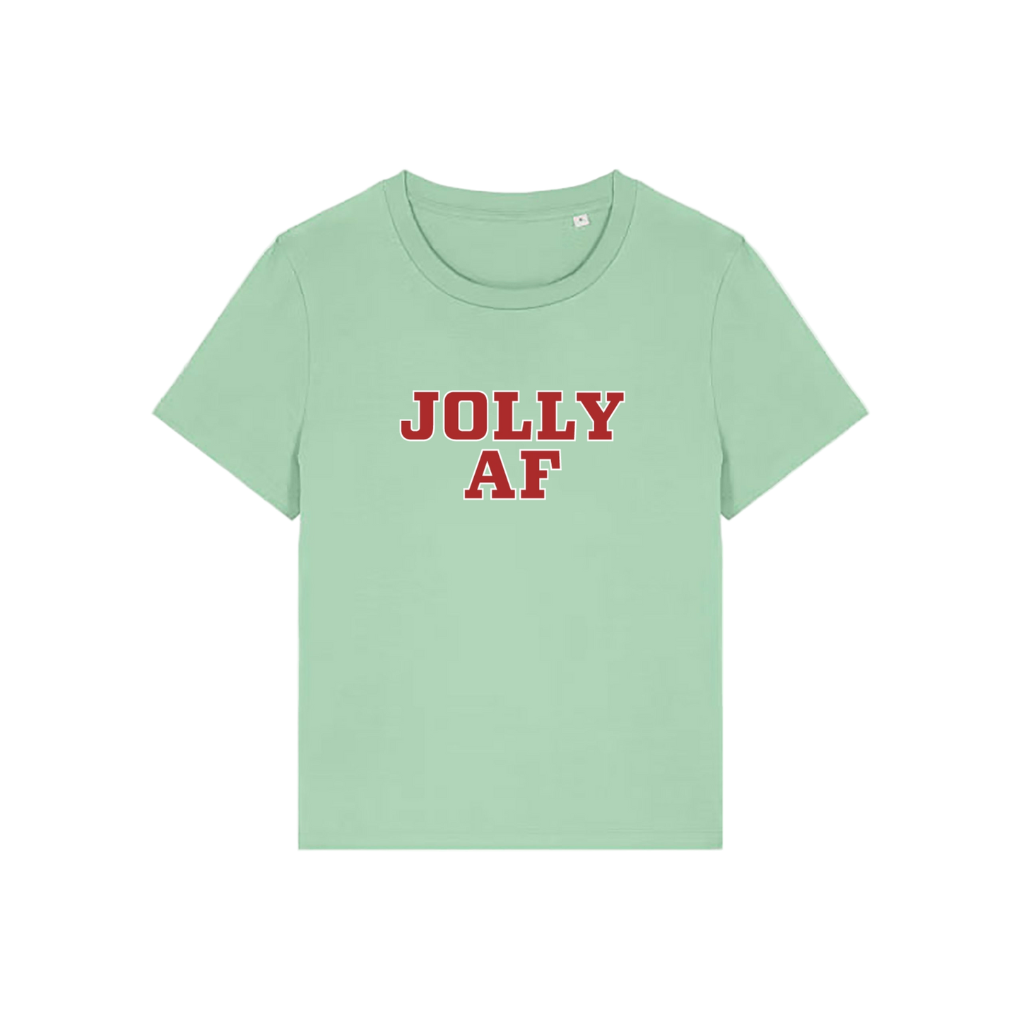 green christmas t-shirt with the slogan 'jolly af'