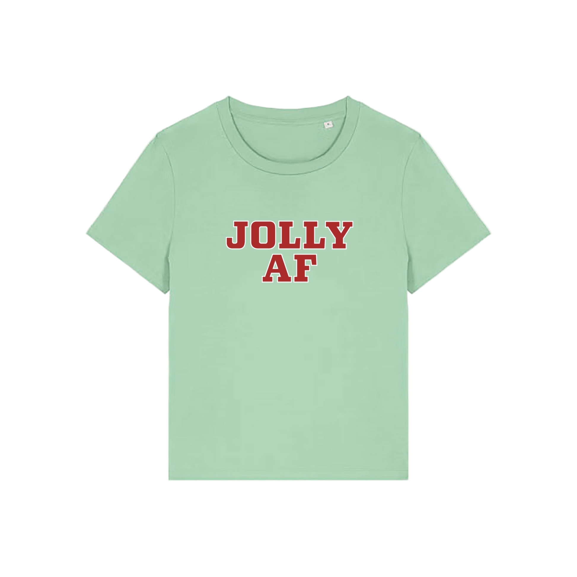 green christmas t-shirt with the slogan 'jolly af'