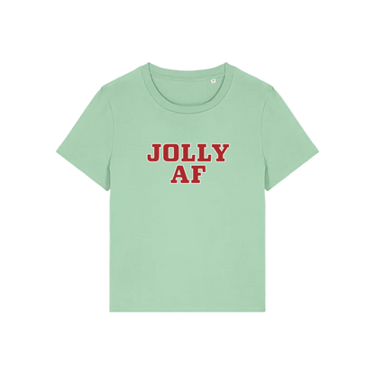 green christmas t-shirt with the slogan 'jolly af'