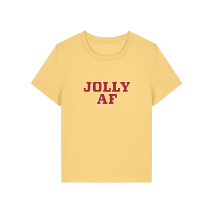 yellow christmas t-shirt with the slogan 'jolly af'