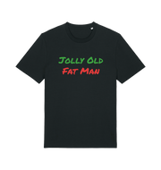 black christmas t-shirt with the slogan 'jolly old fat man'