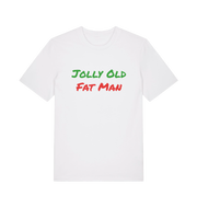 white christmas t-shirt with the slogan 'jolly old fat man'
