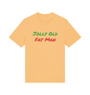 yellow christmas t-shirt with the slogan 'jolly old fat man'