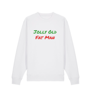white christmas sweater with the slogan 'jolly old fat man'
