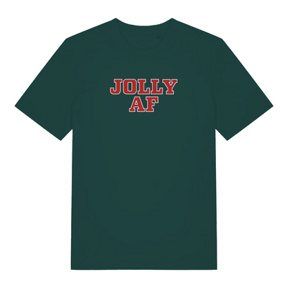 green christmas t-shirt with the slogan 'jolly af'